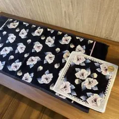 新品FEILER バスタオル 花柄 ブラック レッド2枚セット