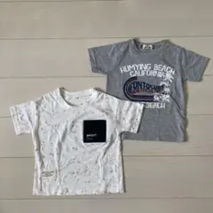 キッズ　男の子向け　Tシャツ2枚セット　白　グレー　シンプル　110