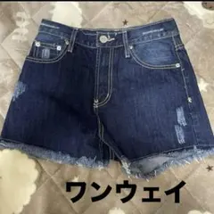 ワンウェイ　ショートパンツ　青　ダメージ加工　Sサイズ