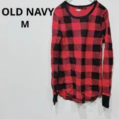 1点もの✨️OLD NAVY 【M】レッド・ブラックチェック 長袖Tシャツ