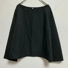 ブラック カットソー 長袖 ブラウス シンプル 無地 黒 レディース L