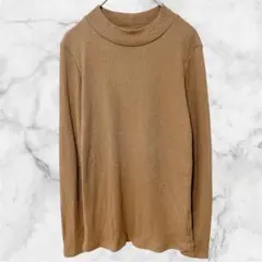 ユニクロ タートルネックニット ハイネック リブ編み 長袖 M ブラウン系