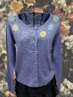 フェアリーグランジ 平成ギャル y2k 刺繍ニット カーディガン