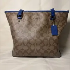 COACH トートバッグ シグネチャー柄 ブルー