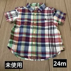 未使用　Ralph Lauren ラルフローレン 半袖チェックシャツ　24m