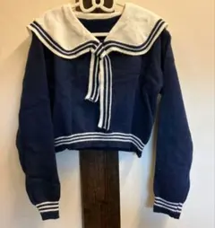 セーラー襟 ネイビー クロップドニット