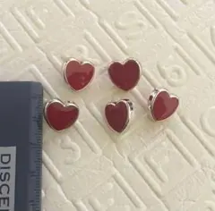 赤いハート型ボタン　5個セット