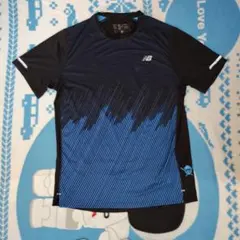 New Balance ランニングTシャツ 半袖 ブラック ブルーのサムネイル