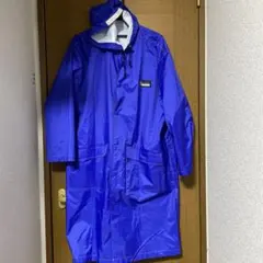 블루 후드 레인코트 롱 기장
