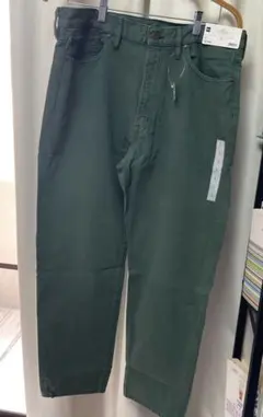 新品タグ付き　GU ハイウエストテーパードジーンズチノL グリーン