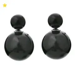 ブラックパールピアス　カジュアル　エレガント　個性的　シンプル　球体ピアス