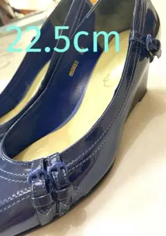 かねまつmasumi ネイビー ウェッジヒール パンプス