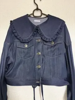 axes femme POETIQUE ビッグ襟ショートブルゾン デニム