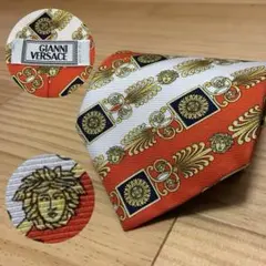 ヴェルサーチ メデゥーサ バロック 総柄 シルク ネクタイ イタリア製 90s