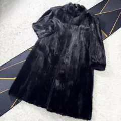 総丈117㎝‼︎/XXL/ダークミンク　サガ　ファーコート　リアルファー　裏地花柄