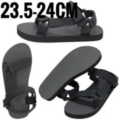 送料込 新品 ストラップサンダル 黒黒 23.5〜24cm スポーツ ベルクロ