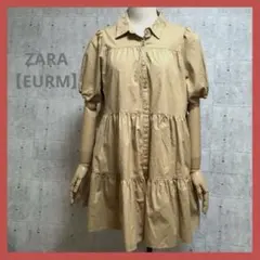 ZARA 【EURM】ティアード チュニックシャツワンピース ベージュ 半袖のサムネイル