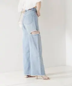 Chico ダメージワイドデニムパンツ　S