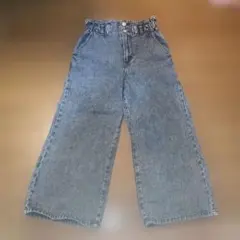 デニム ワイドパンツ ゴムウエスト
