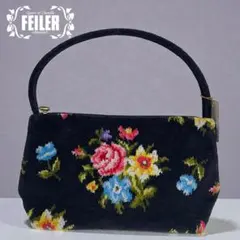 FEILER 新品未使用 ローズ柄 シェニール バッグ ブラック 花柄 - メルカリ