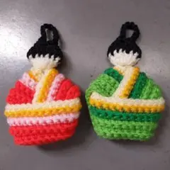 手編みアクリルたわし　お雛様D