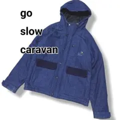 go slow caravan デニム フーディ　中綿ジャケット　刺繍ロゴ