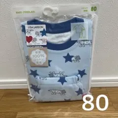 80 ユニクロ パジャマ 長袖 リサラーソン ライトブルー星
