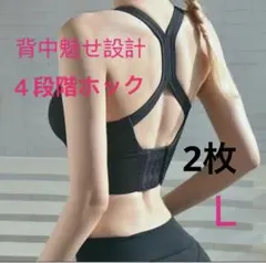 【猫背矯正】スポブラ　ブラジャー　補正下着　モリブラ　ナイトブラ美胸L黒2枚