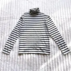 BENO（ビーノ）　タートルネックニット　M 白黒　ボーダー　シンプル　柔らかい
