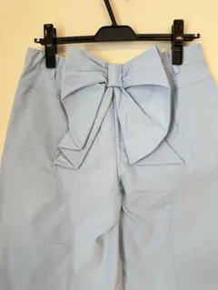 ワイドパンツ バックリボン デカリボン 水色 新品 美品 ゆったり