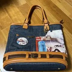 トートバッグ　デニム　レザー