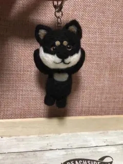 羊毛フェルト　黒柴　キーホルダー