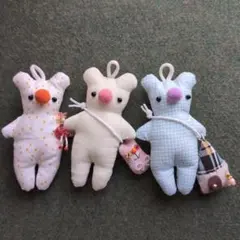 ハンドメイドぬいぐるみ　くまさんチャーム3体セット④