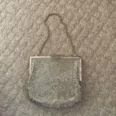 シルバー ビーズ装飾 クラッチバッグ