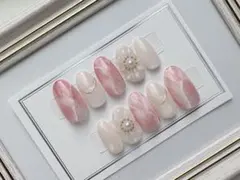 ニュアンス ネイルチップ マグネット ミラー ぷっくり お花 春 フラワー