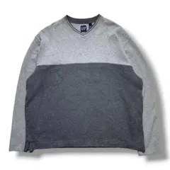 F1847　【即購入OK】　 GAP　ＶネックロンT　サイズL　グレー