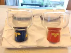 【会津塗】 漆グラス 花模様 ぐい呑み2個セット ペアグラス