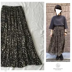 ◎ユナイテッドアローズ 大人花柄 みもれ丈 シフォン プリーツ ロング スカート
