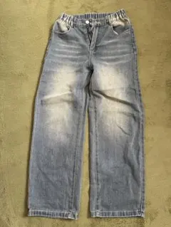 ライトブルー ワイドレッグパンツ 10-11Y