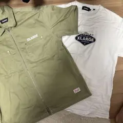 XLARGE Mサイズ オリーブシャツとホワイトTシャツセット
