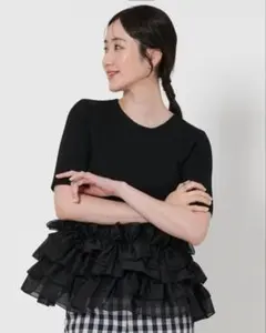 UNITED ARROWS エンブロ ティアードコンビ ショートスリーブ ニット
