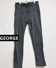 GEORGE スリムストレート チノパン グレー スリム 無地 シンプル
