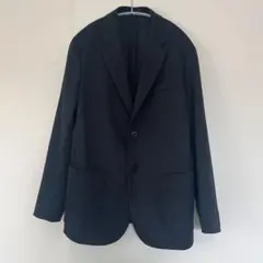 美品 UNIQLO コンフォート2Bジャケット ウールライク ネイビー L