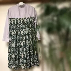 チチカカ 長袖　背面ペイズリー柄 シャツワンピース