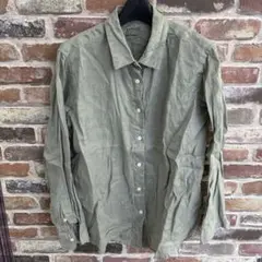 無印良品　良品生活　オリーブ色 Lサイズ 100%リネン 長袖シャツ　レディース