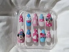 ディズニー ネイルチップ 3Dアート ピンク ブルーのサムネイル