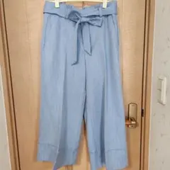 バナナリパブリック リボン付きワイドパンツ　 水色　サイズ2