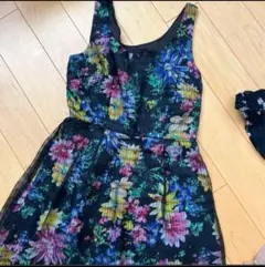 rienda フラワープリント ノースリーブワンピース S