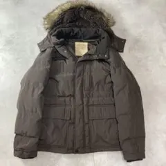 美品 ユニクロ プレミアムダウンジャケット フードファー y2k ブラウン L