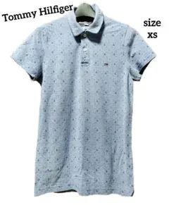 Tommy Hilfiger アンカー柄 半袖ポロシャツ スリムフィット ブルー